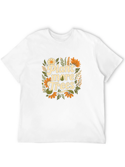 Camiseta Negra con Diseño Floral Planta más árboles