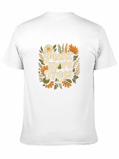 Camiseta Negra con Diseño Floral Planta más árboles