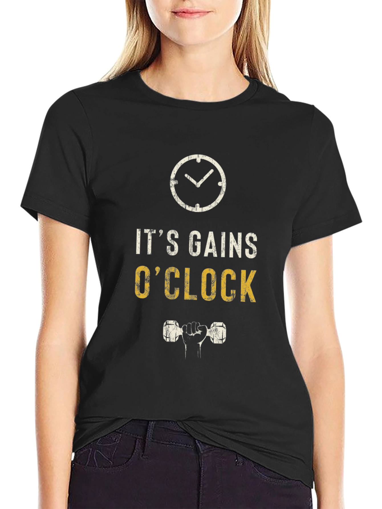 Camiseta Negra Es Hora de Ganar para Gimnasio