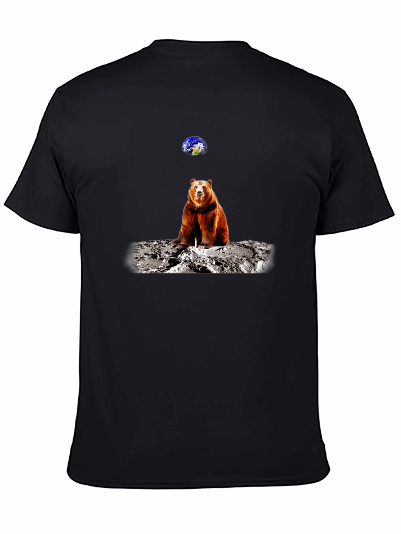 Camiseta Negra con Diseño de Oso en la Luna