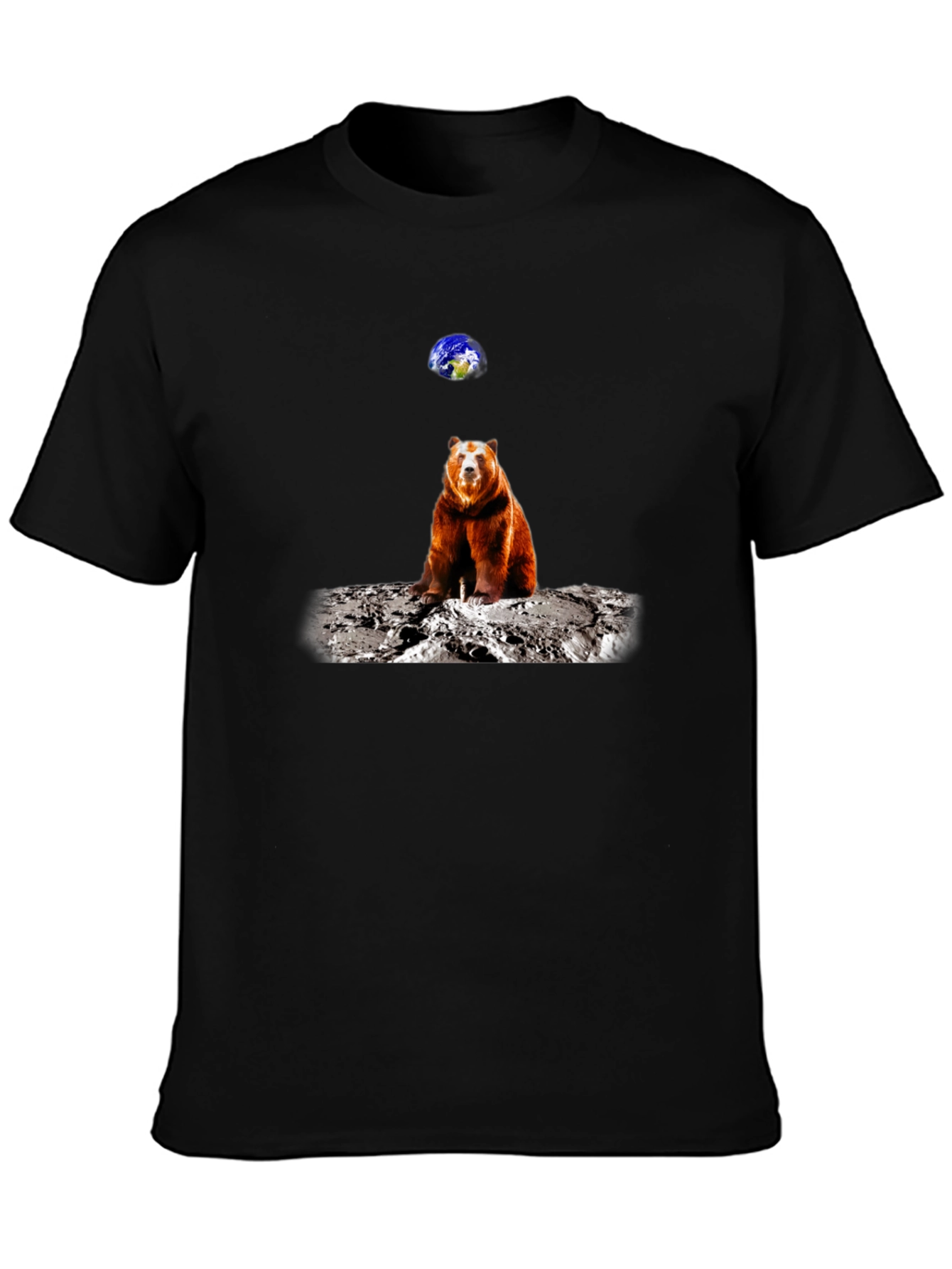 Camiseta Negra con Diseño de Oso en la Luna