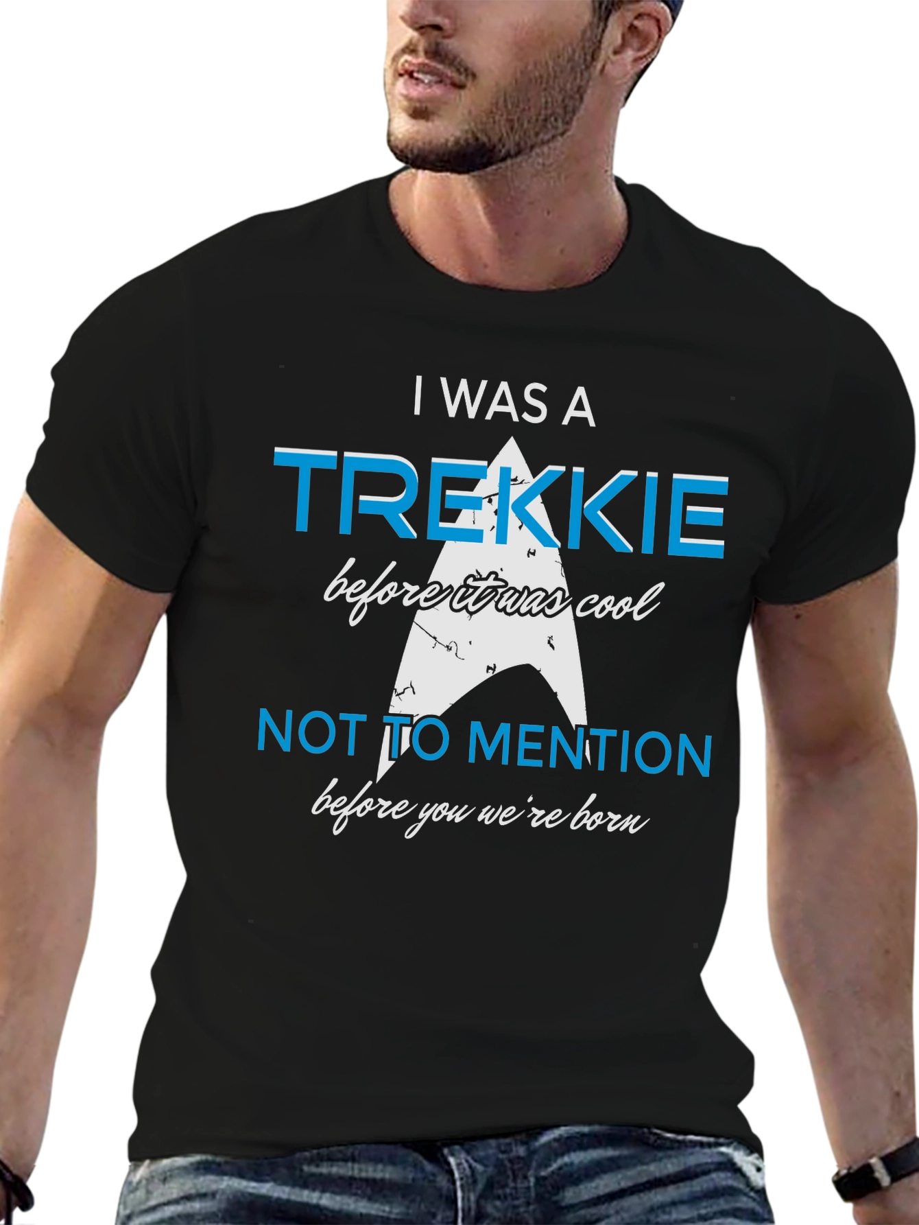 Camiseta Negra Trekkie Antes de Ser Cool
