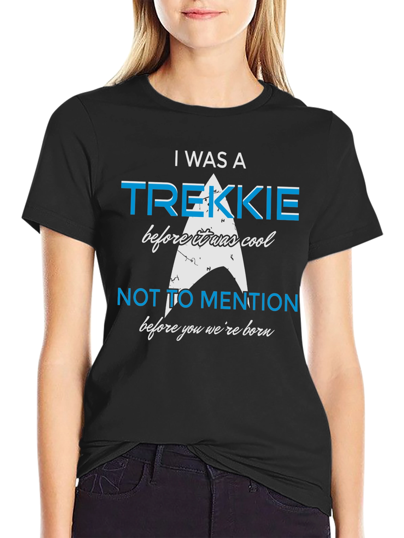Camiseta Negra Trekkie Antes de Ser Cool