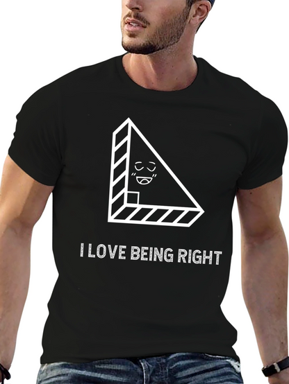 Camiseta Negra: Amo Tener la Razón con Diseño Geométrico