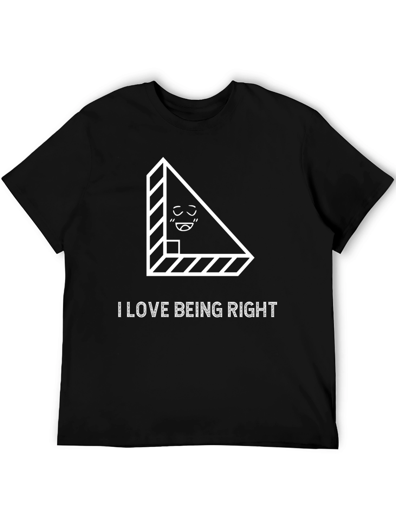 Camiseta Negra: Amo Tener la Razón con Diseño Geométrico