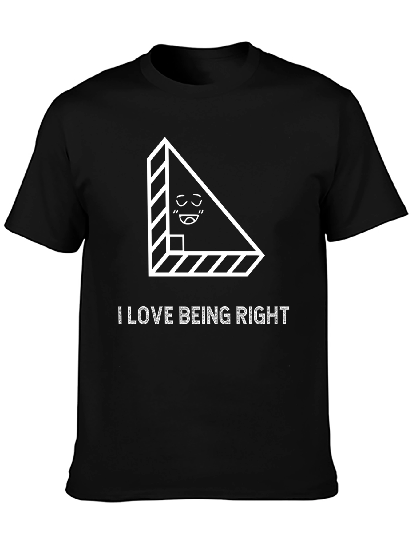 Camiseta Negra: Amo Tener la Razón con Diseño Geométrico
