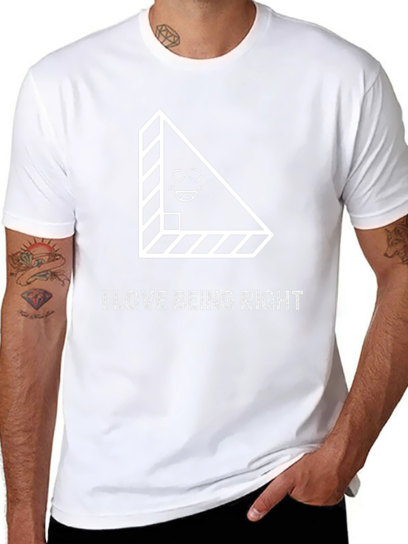 Camiseta Negra: Amo Tener la Razón con Diseño Geométrico