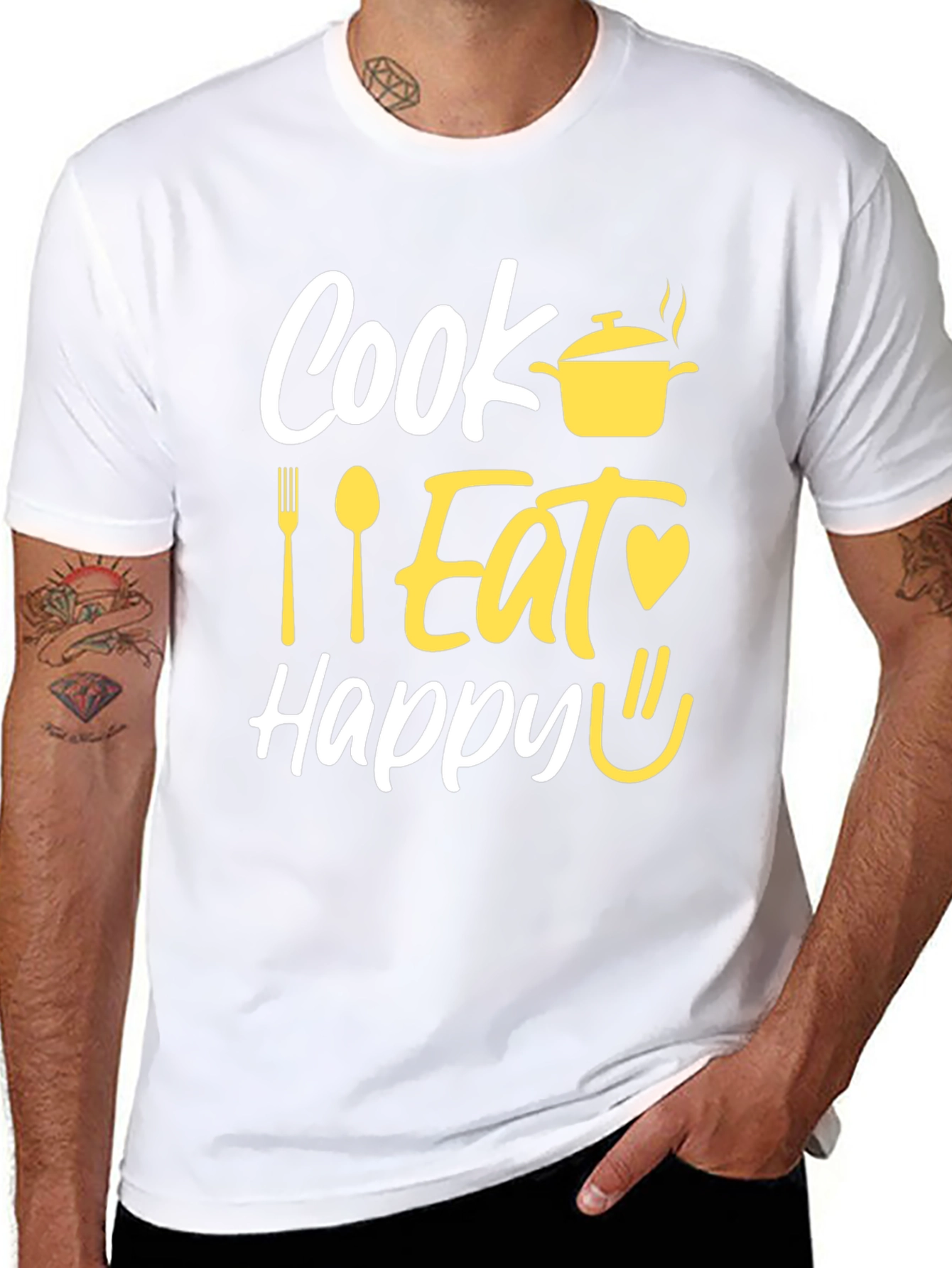 Camiseta Negra con Diseño Culinario Divertido