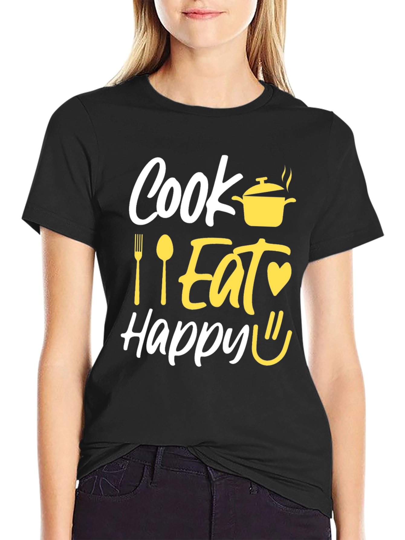 Camiseta Negra con Diseño Culinario Divertido