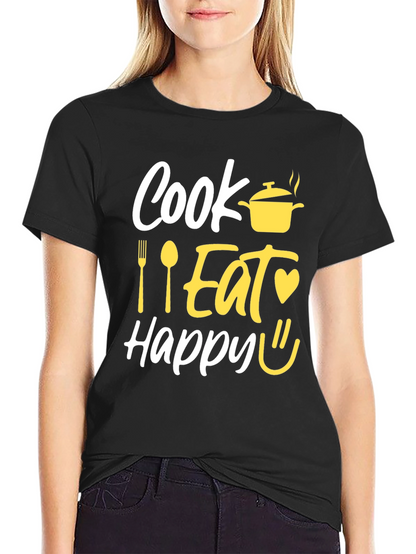 Camiseta Negra con Diseño Culinario Divertido