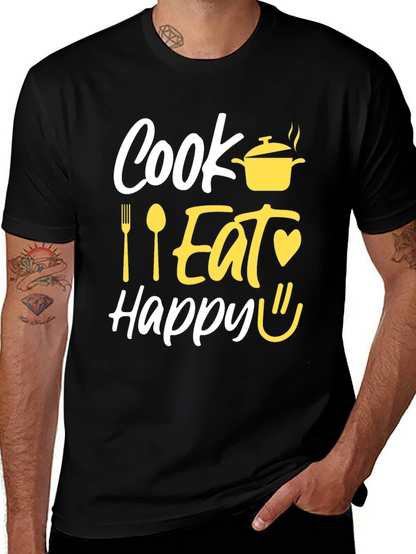 Camiseta Negra con Diseño Culinario Divertido