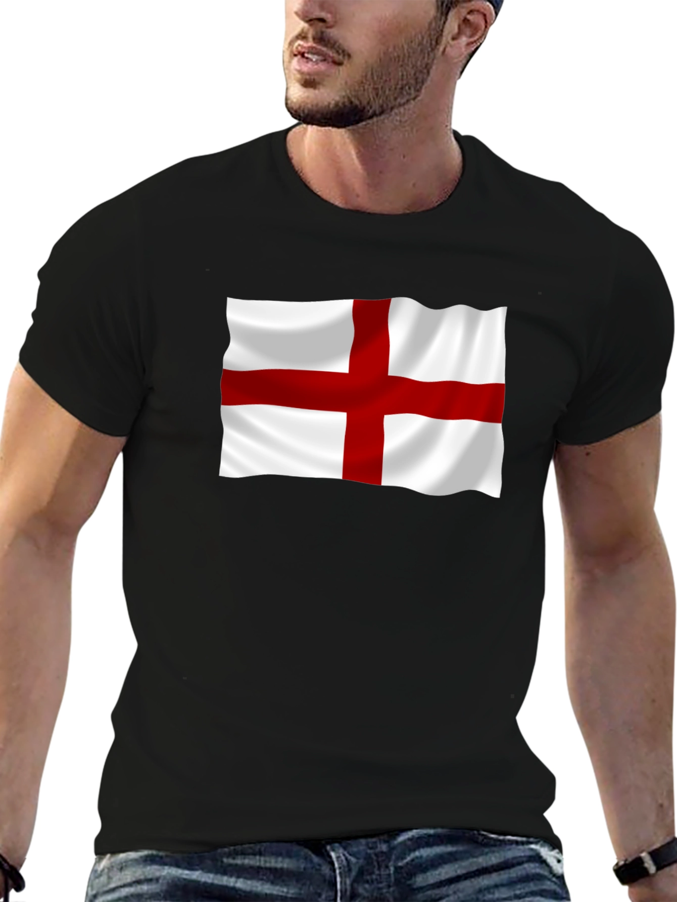 Camiseta Negra con Bandera de Inglaterra