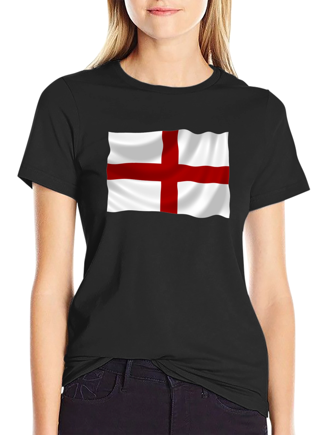 Camiseta Negra con Bandera de Inglaterra