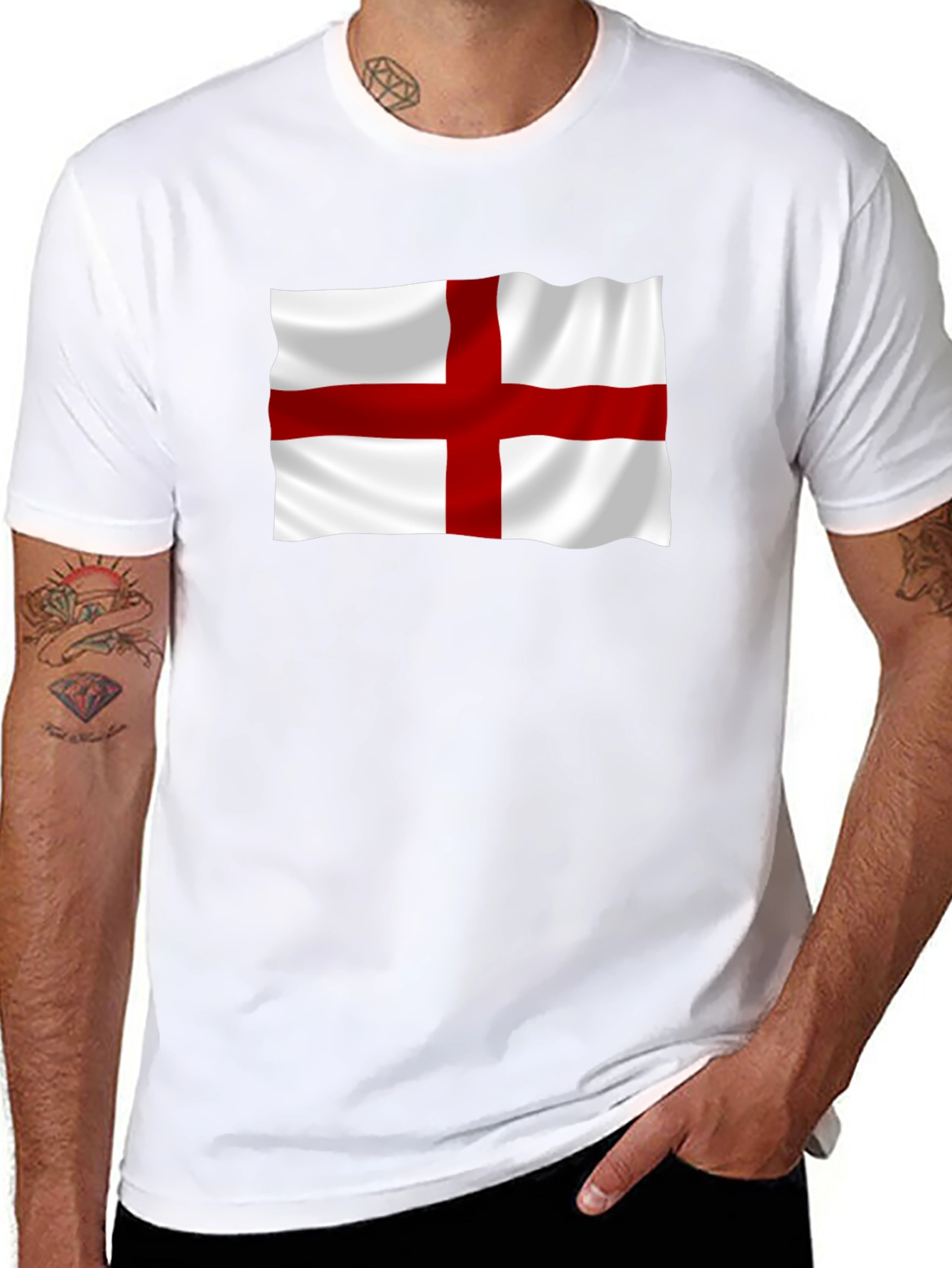 Camiseta Negra con Bandera de Inglaterra