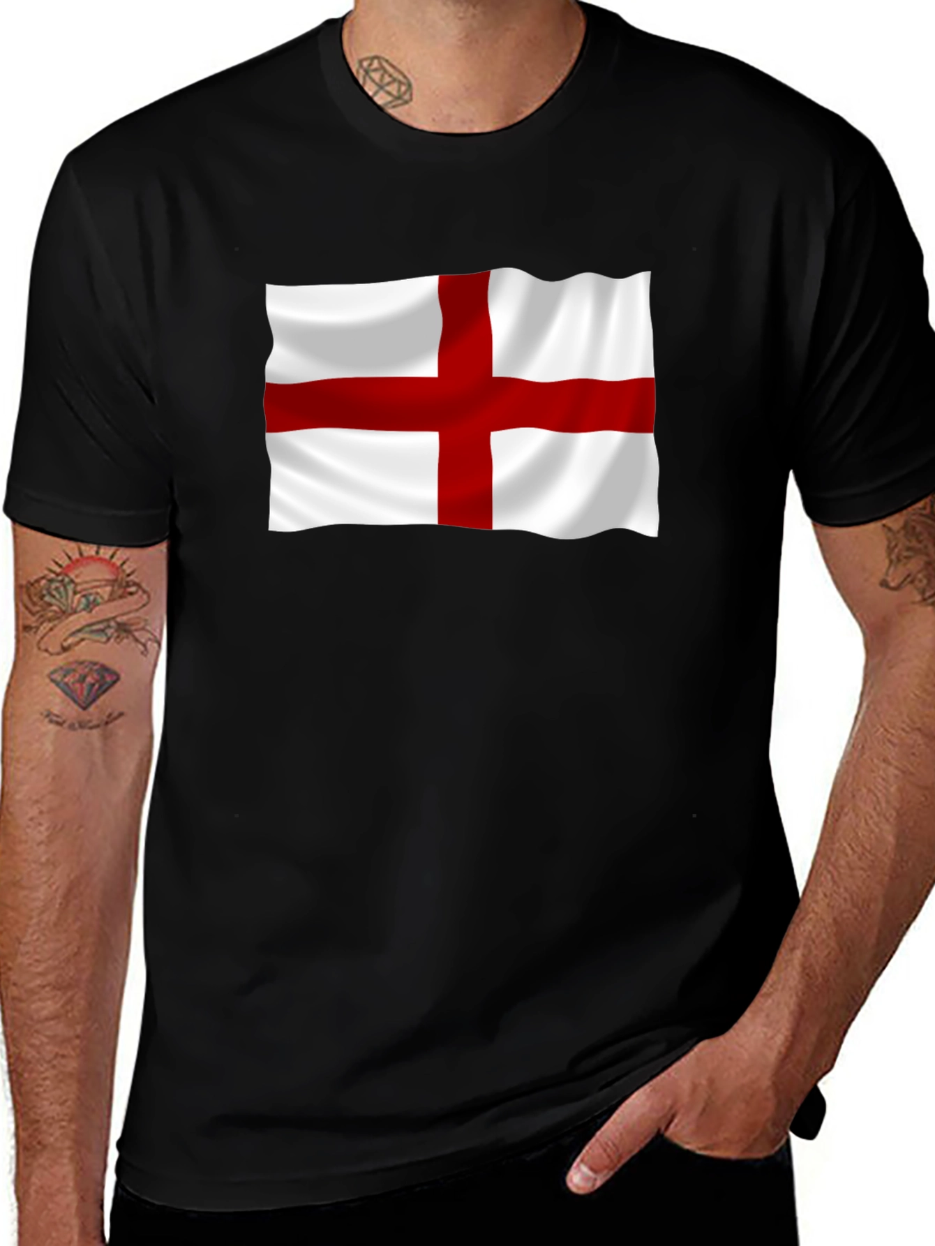 Camiseta Negra con Bandera de Inglaterra