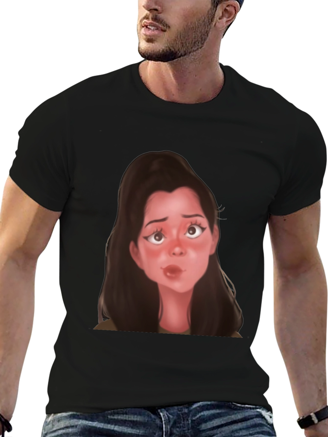 Camiseta Negra con Diseño de Dibujo Animado
