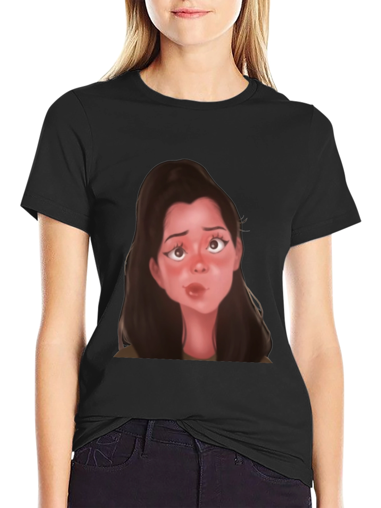 Camiseta Negra con Diseño de Dibujo Animado
