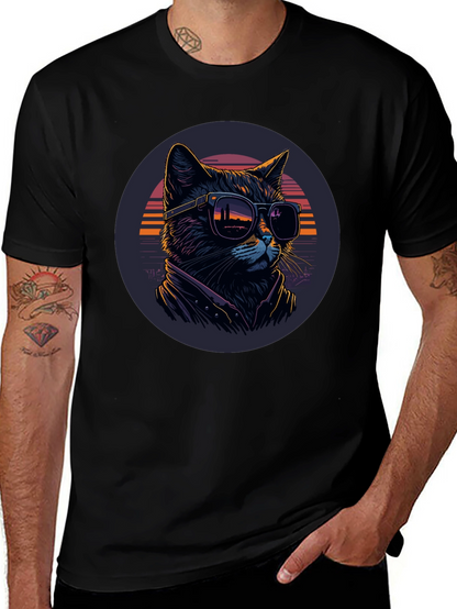 Camiseta Negra con Gato Cool