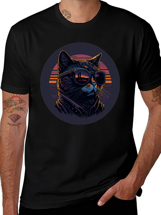 Camiseta Negra con Gato Cool