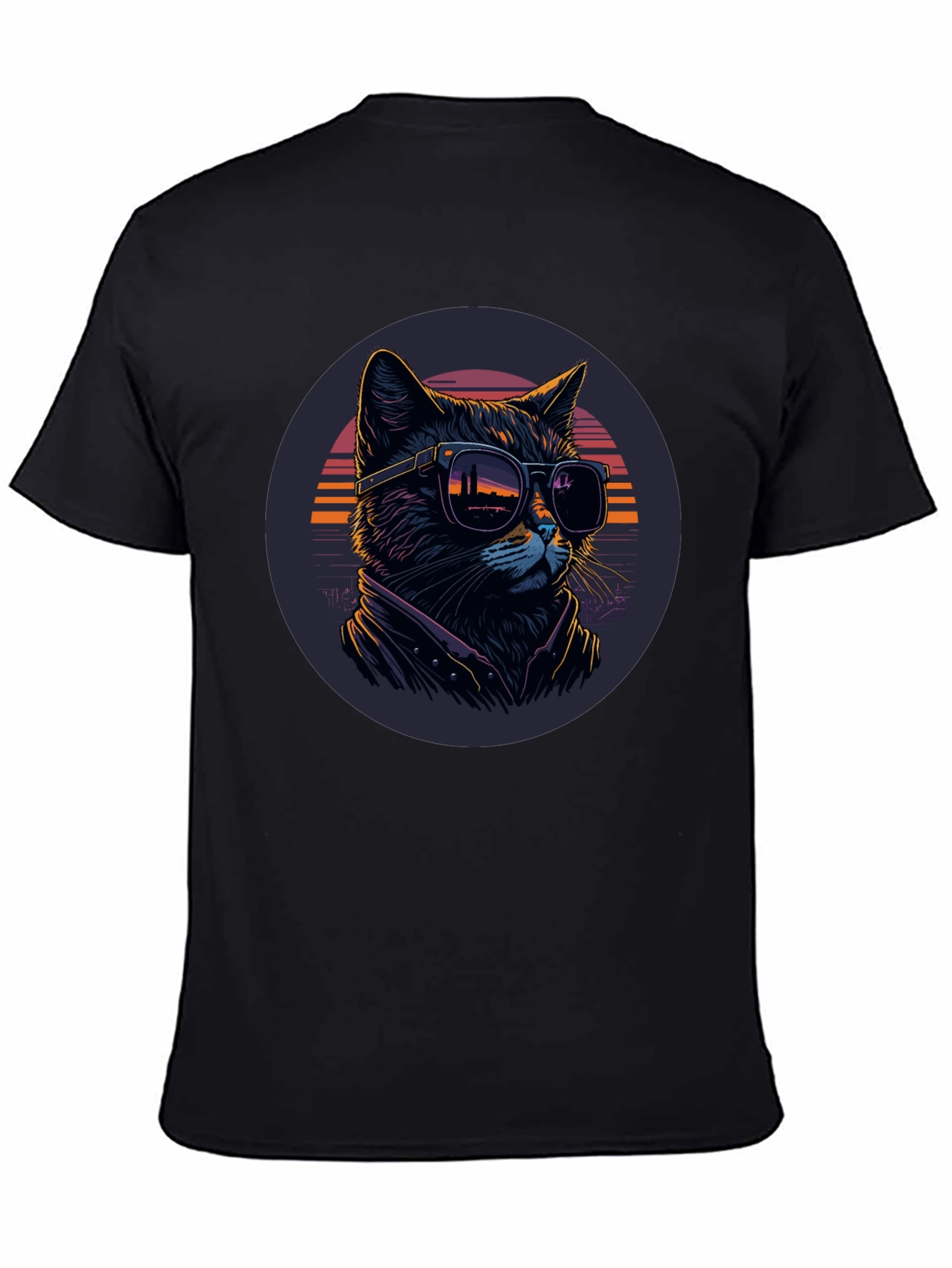 Camiseta Negra con Gato Cool