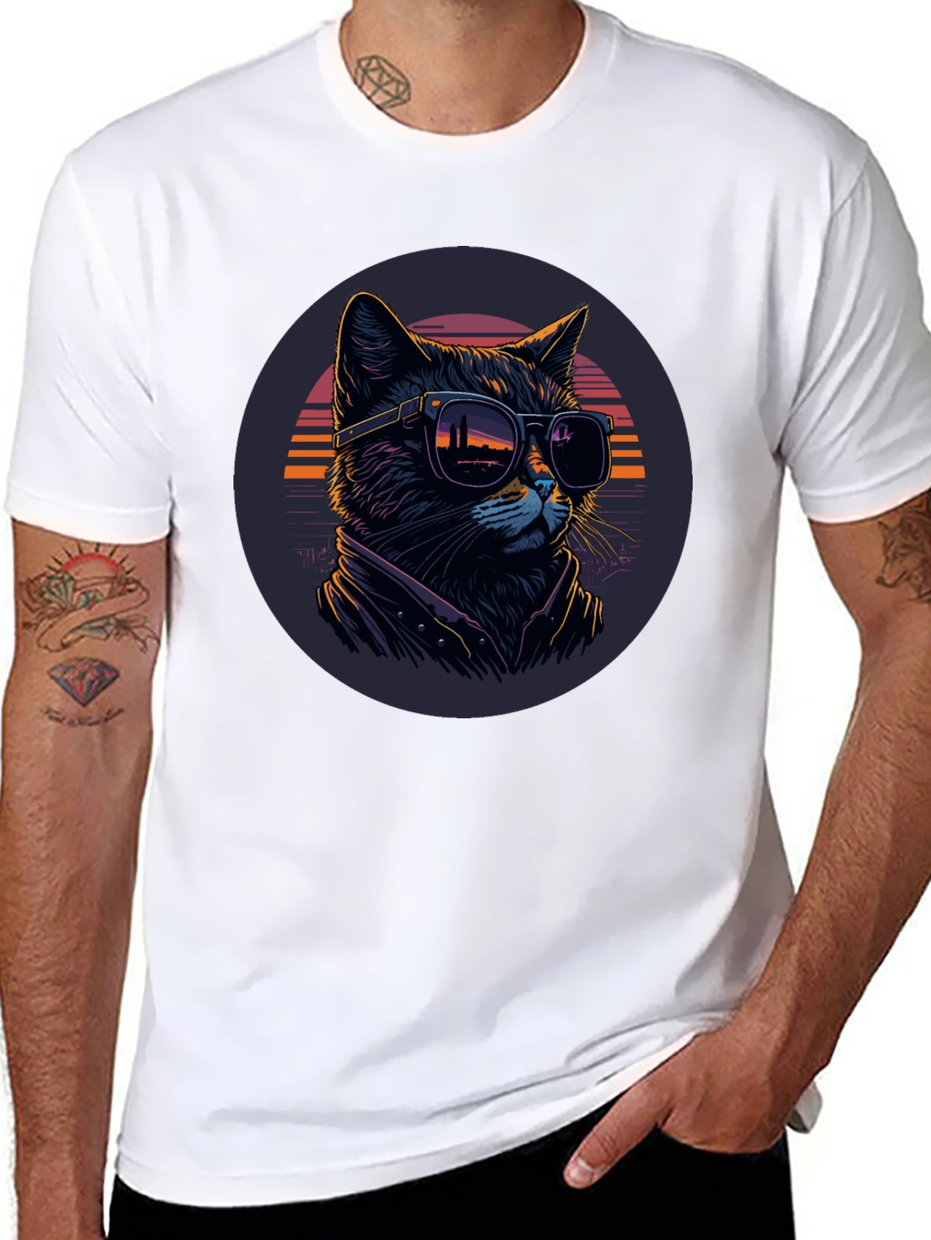 Camiseta Negra con Gato Cool