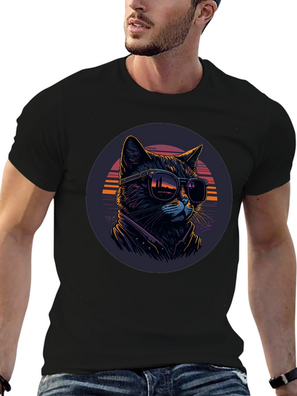 Camiseta Negra con Gato Cool