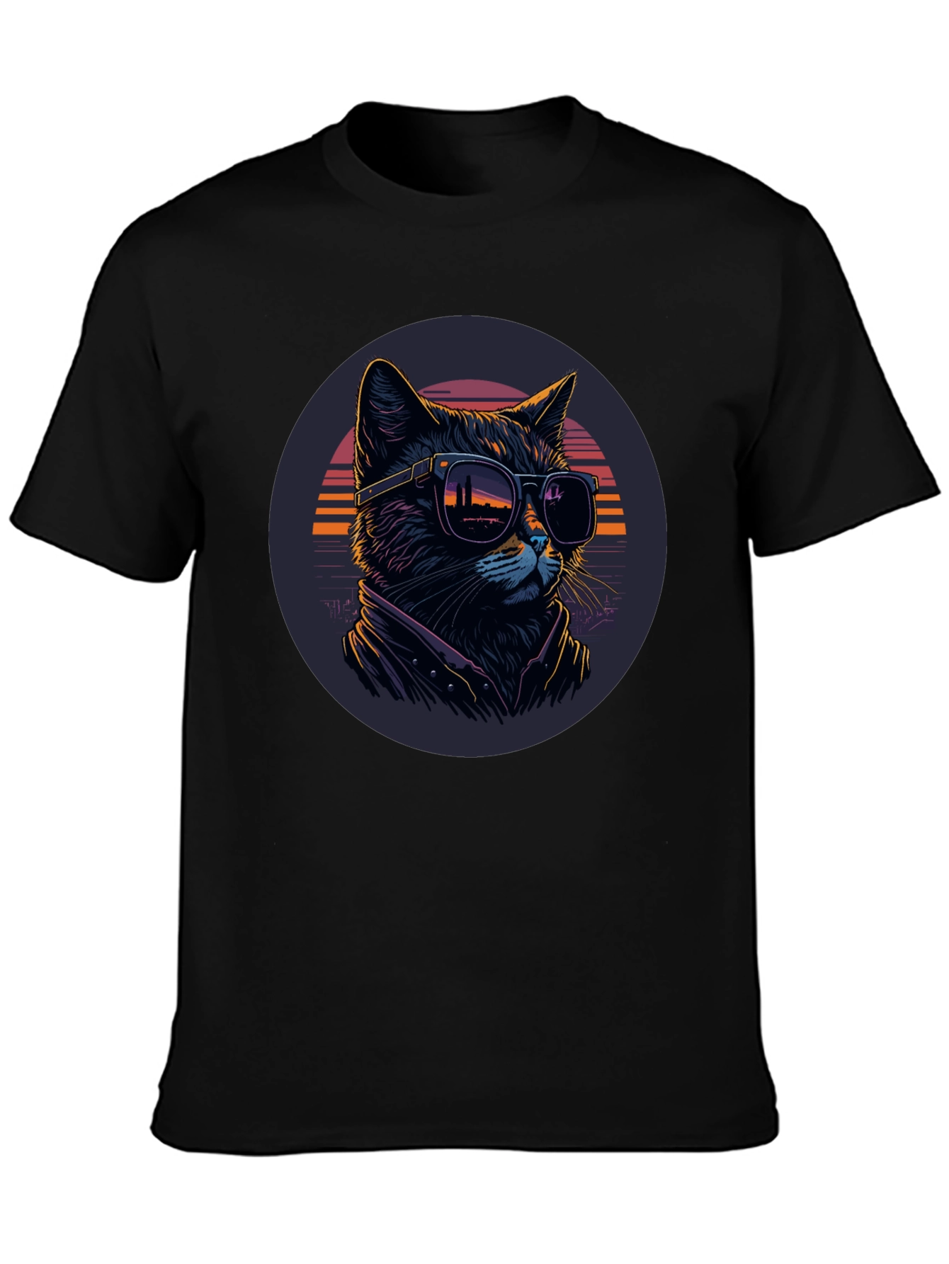 Camiseta Negra con Gato Cool