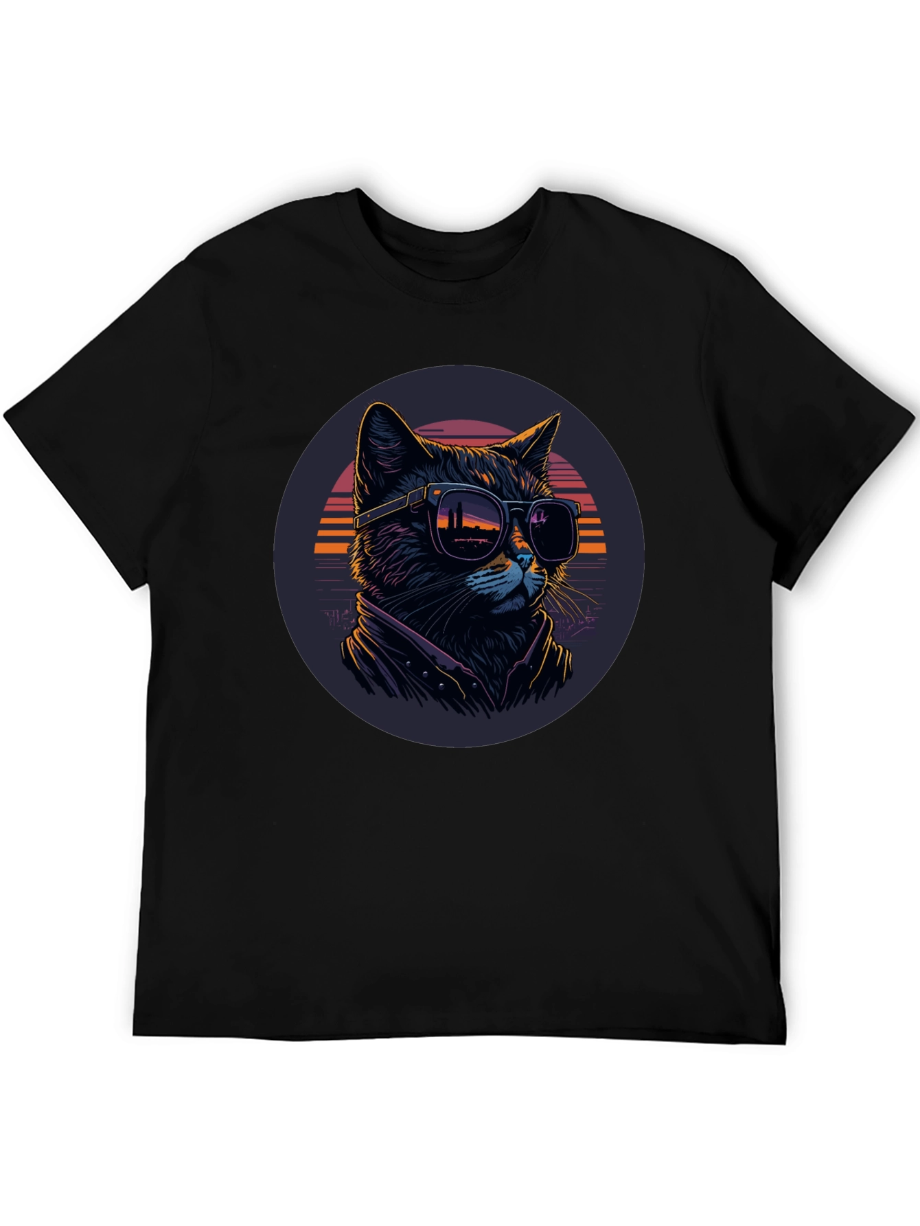 Camiseta Negra con Gato Cool