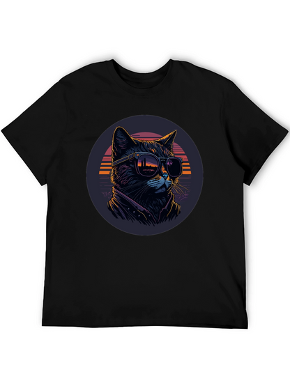 Camiseta Negra con Gato Cool