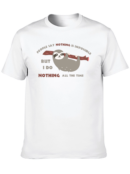 Camiseta Negra con Diseño de Perezoso Nada es Imposible