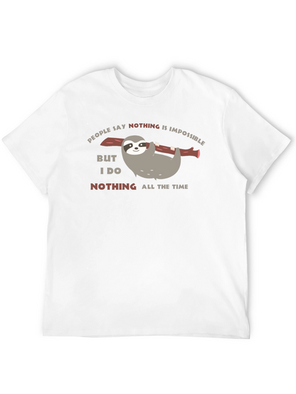 Camiseta Negra con Diseño de Perezoso Nada es Imposible