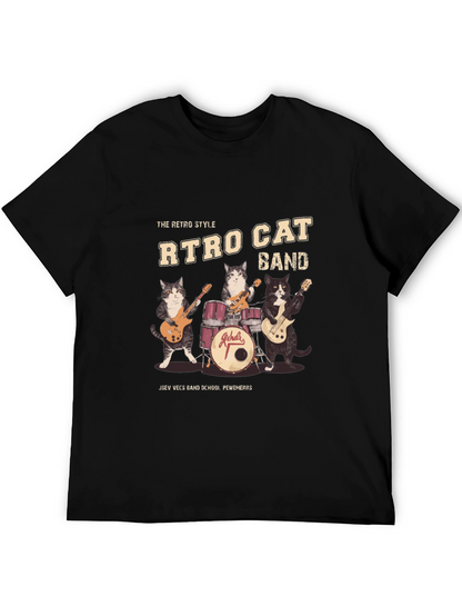 Camiseta Negra Retro Cat Band