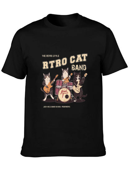 Camiseta Negra Retro Cat Band
