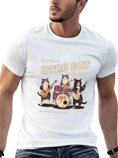 Camiseta Negra Retro Cat Band