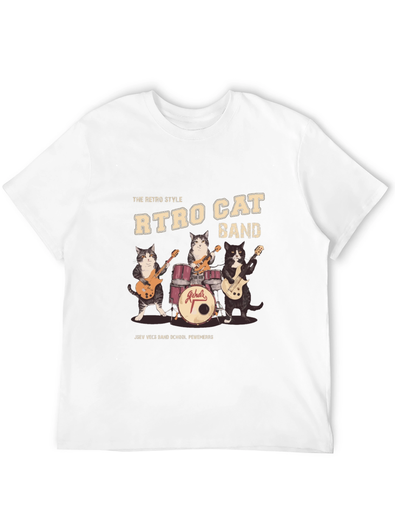 Camiseta Negra Retro Cat Band