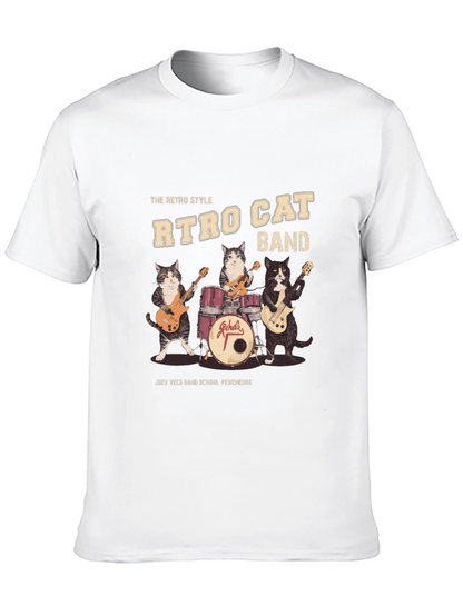 Camiseta Negra Retro Cat Band
