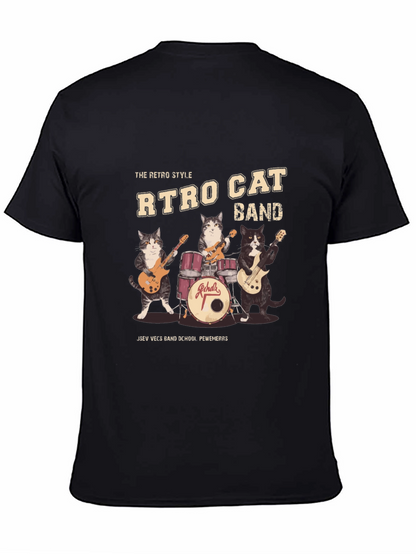 Camiseta Negra Retro Cat Band
