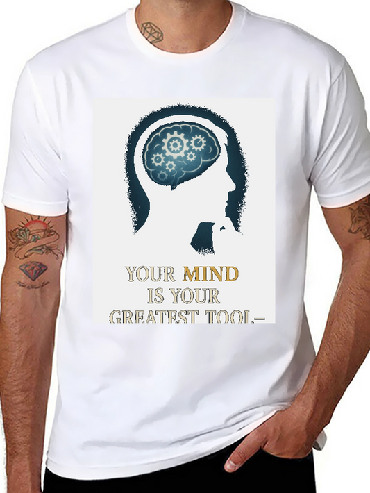 Camiseta Negra con Diseño Cerebral Inspirador