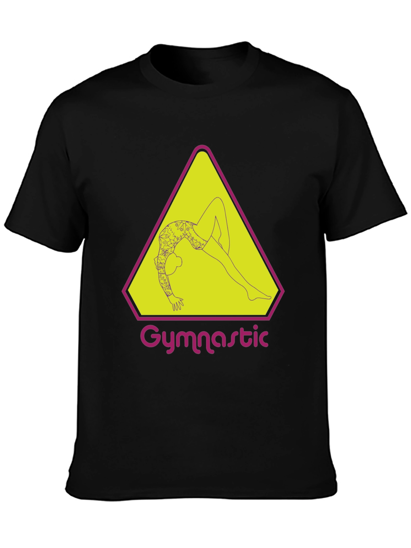 Camiseta Negra con Diseño de Gimnasta