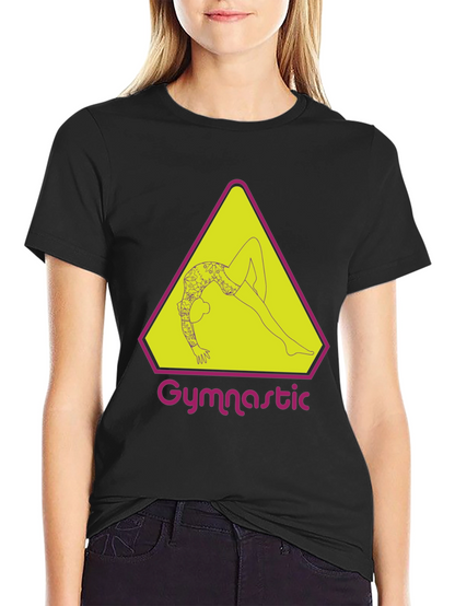 Camiseta Negra con Diseño de Gimnasta