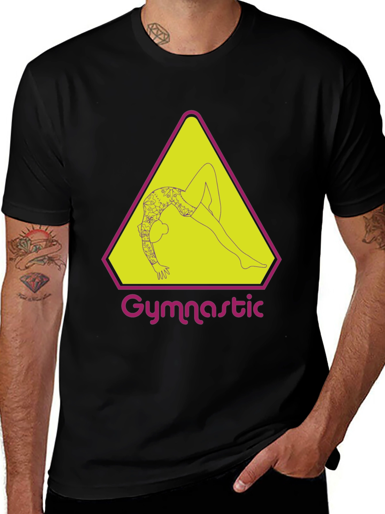 Camiseta Negra con Diseño de Gimnasta
