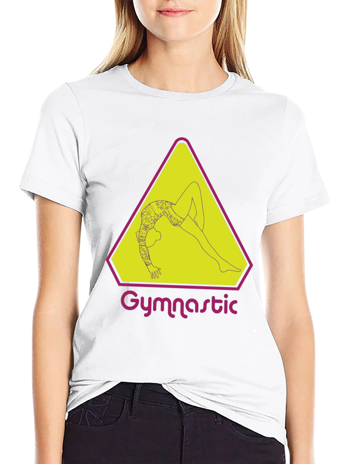 Camiseta Negra con Diseño de Gimnasta