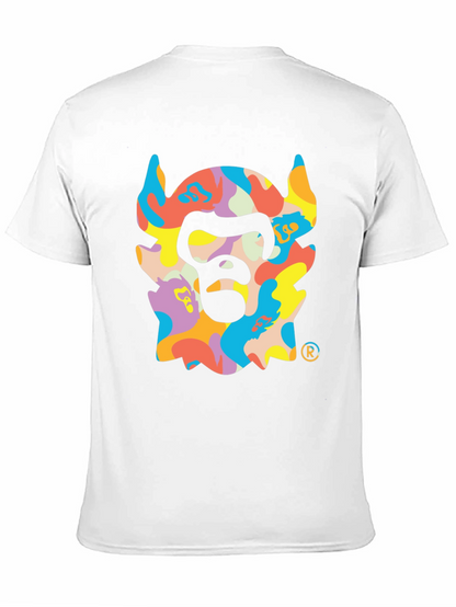 Camiseta Negra con Estampado de Gorila Abstracto