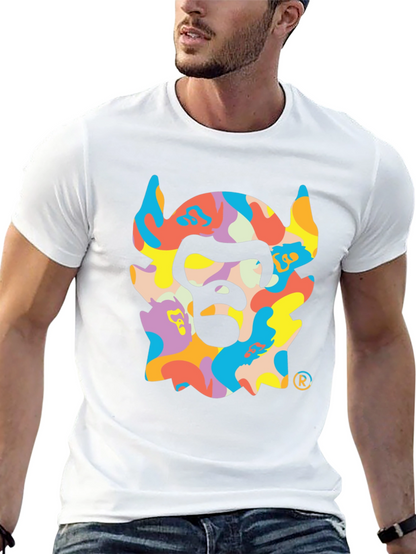Camiseta Negra con Estampado de Gorila Abstracto