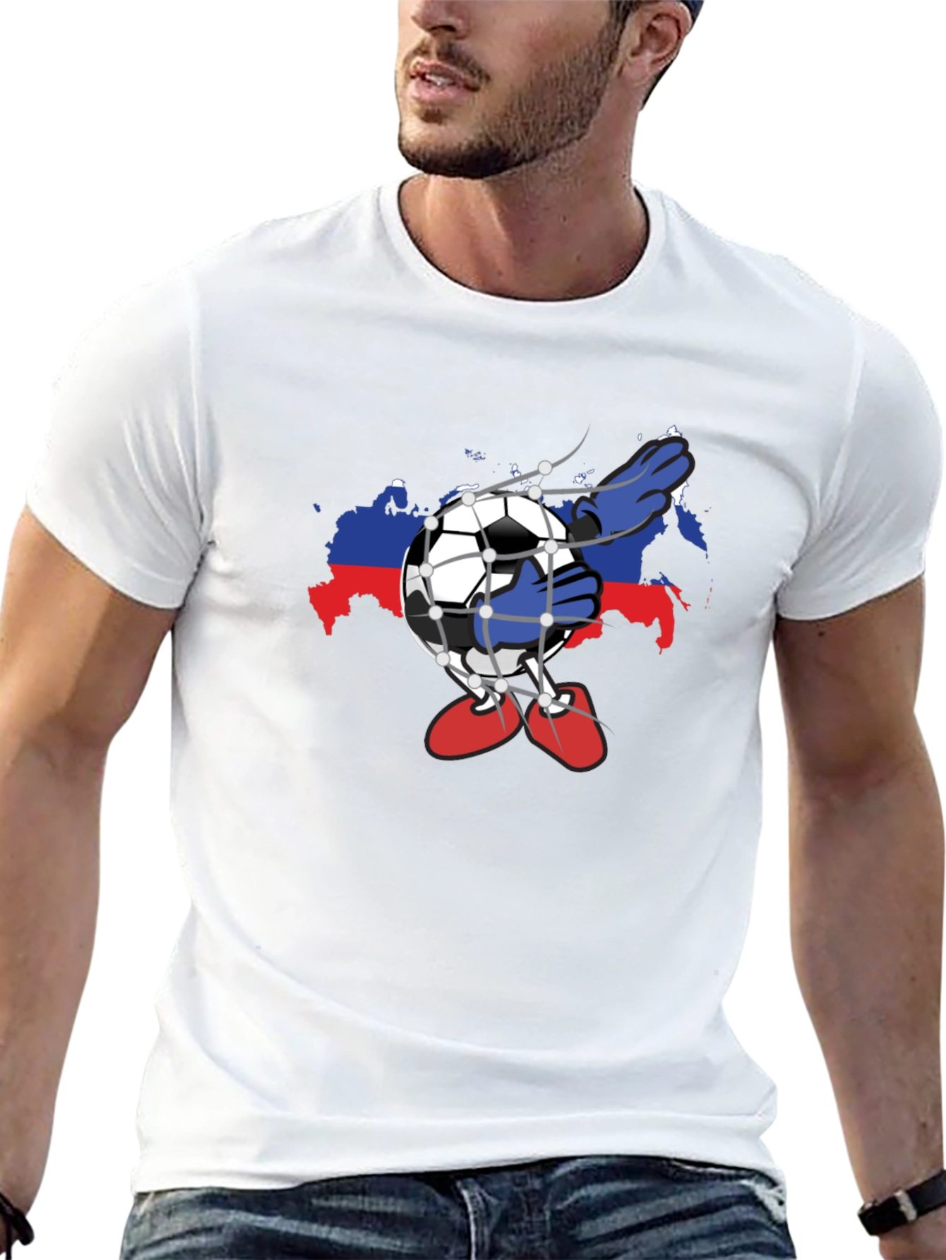 Camiseta Negra Fútbol Rusia Diseño Único