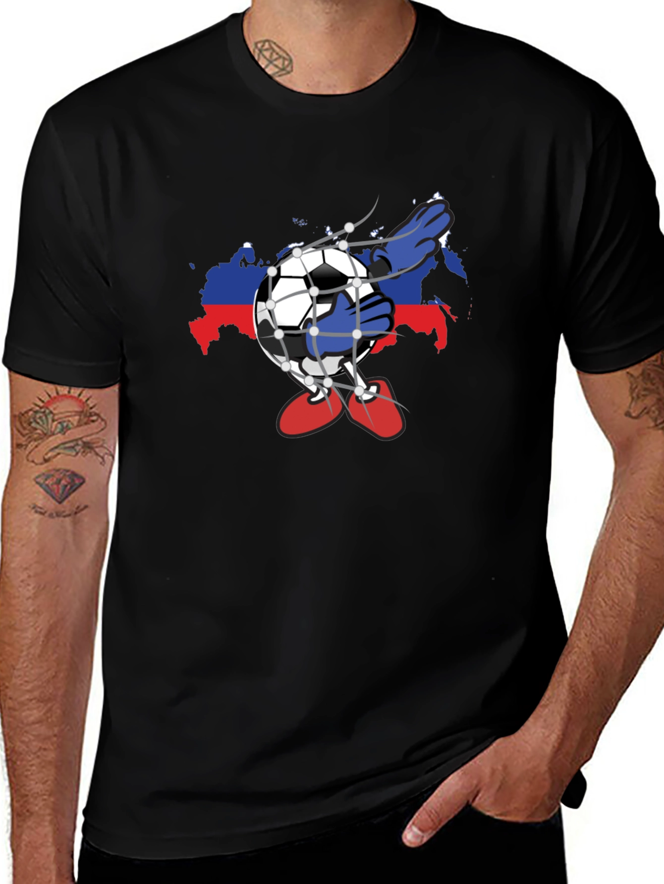 Camiseta Negra Fútbol Rusia Diseño Único