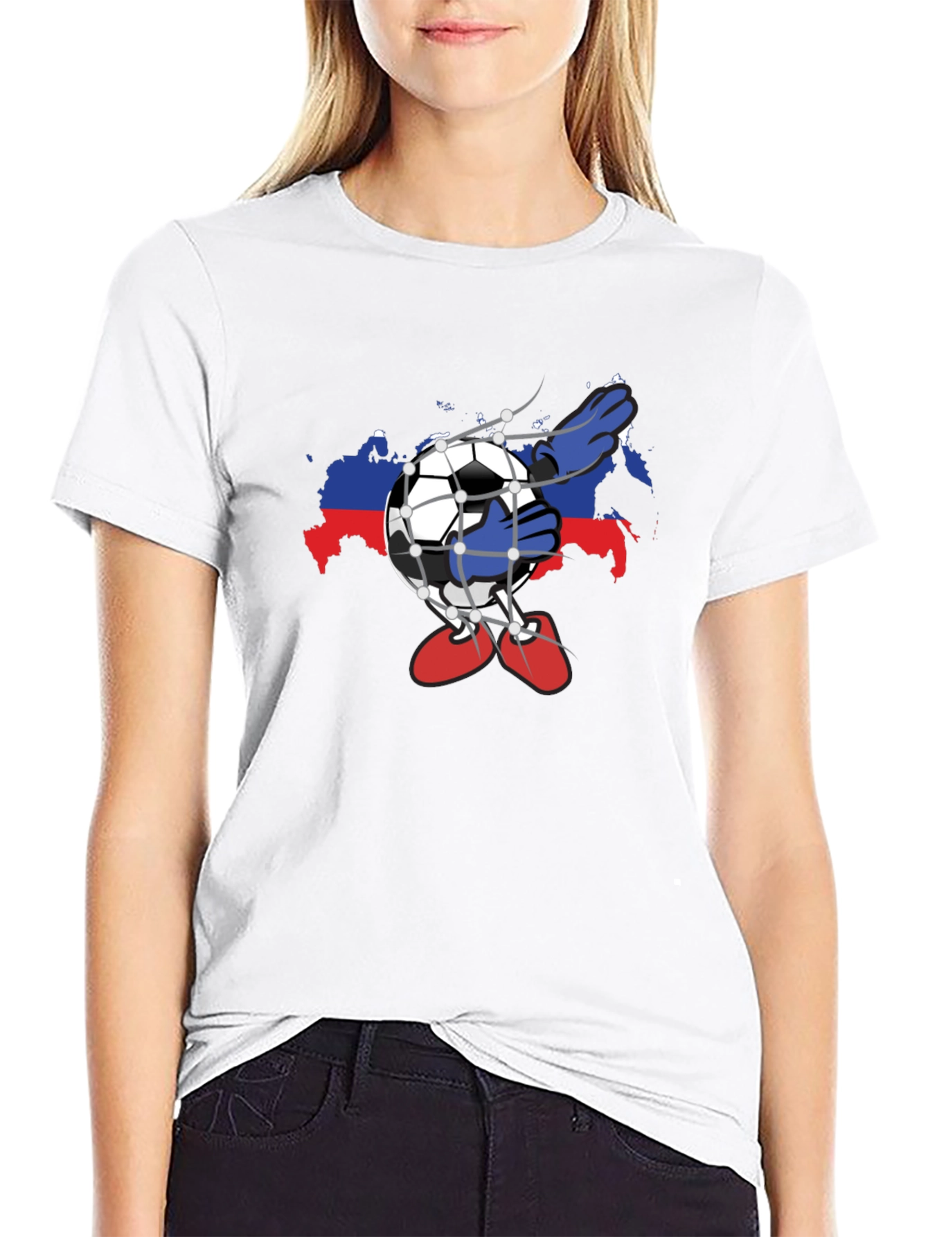 Camiseta Negra Fútbol Rusia Diseño Único