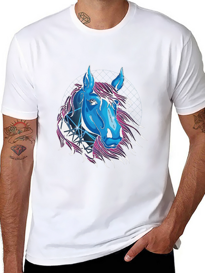 Camiseta Negra con Diseño de Caballo Cósmico