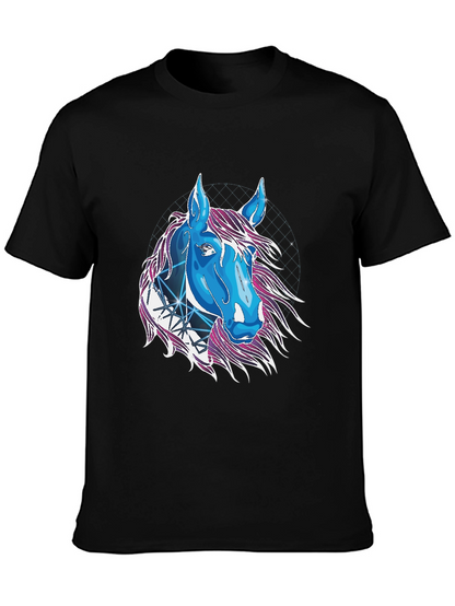Camiseta Negra con Diseño de Caballo Cósmico