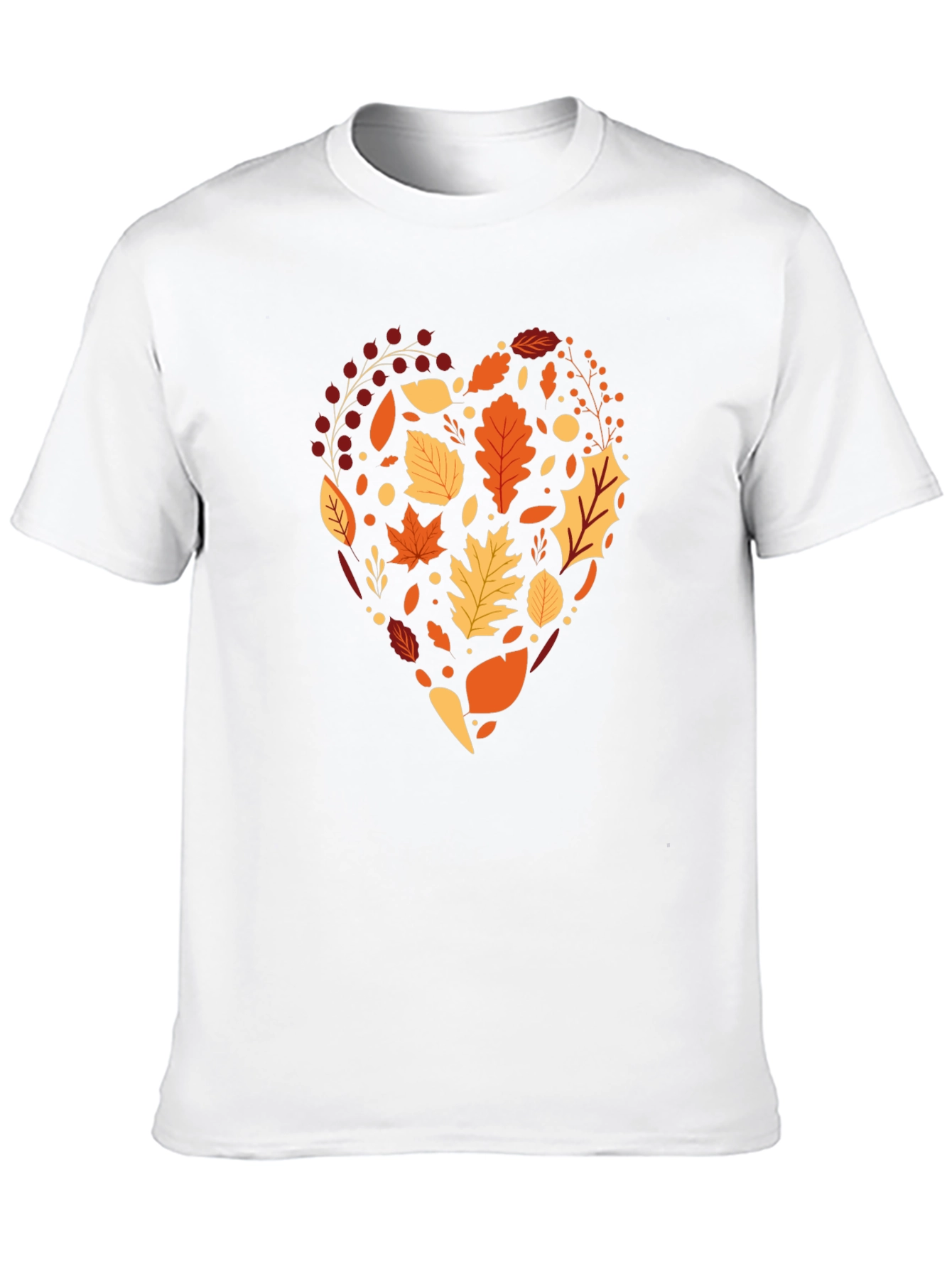 Camiseta Negra Corazón de Hojas Otoñales